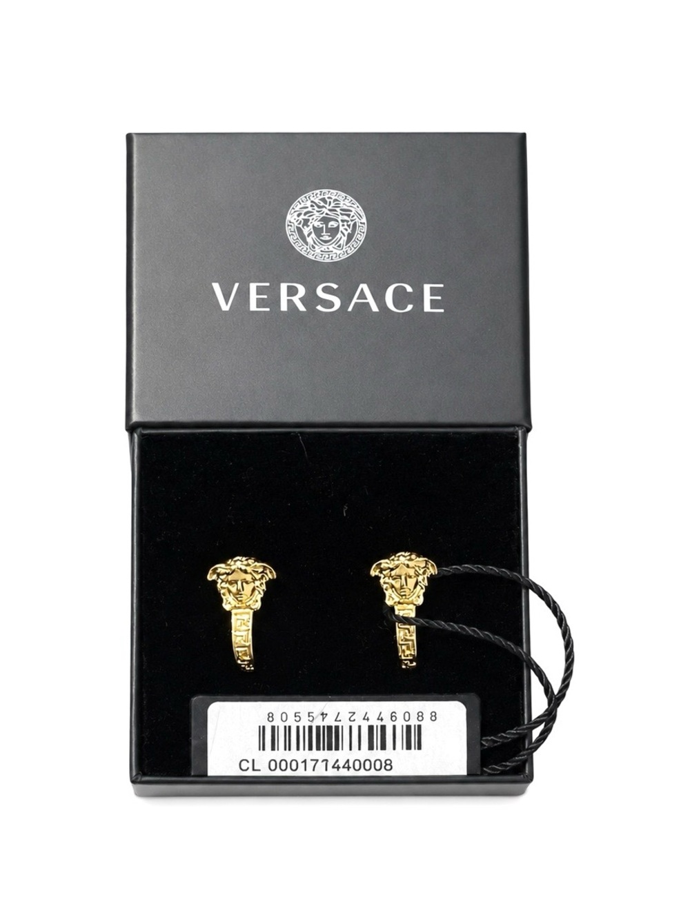 Versace Gold Plated Medusa Huggie Hoop Earrings NWT
